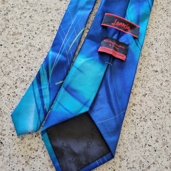 Jerry Garcia Not Necessarily a Tree Tie Collection Fifty-Seven Blue Green Swirls - Picture 5 of 12